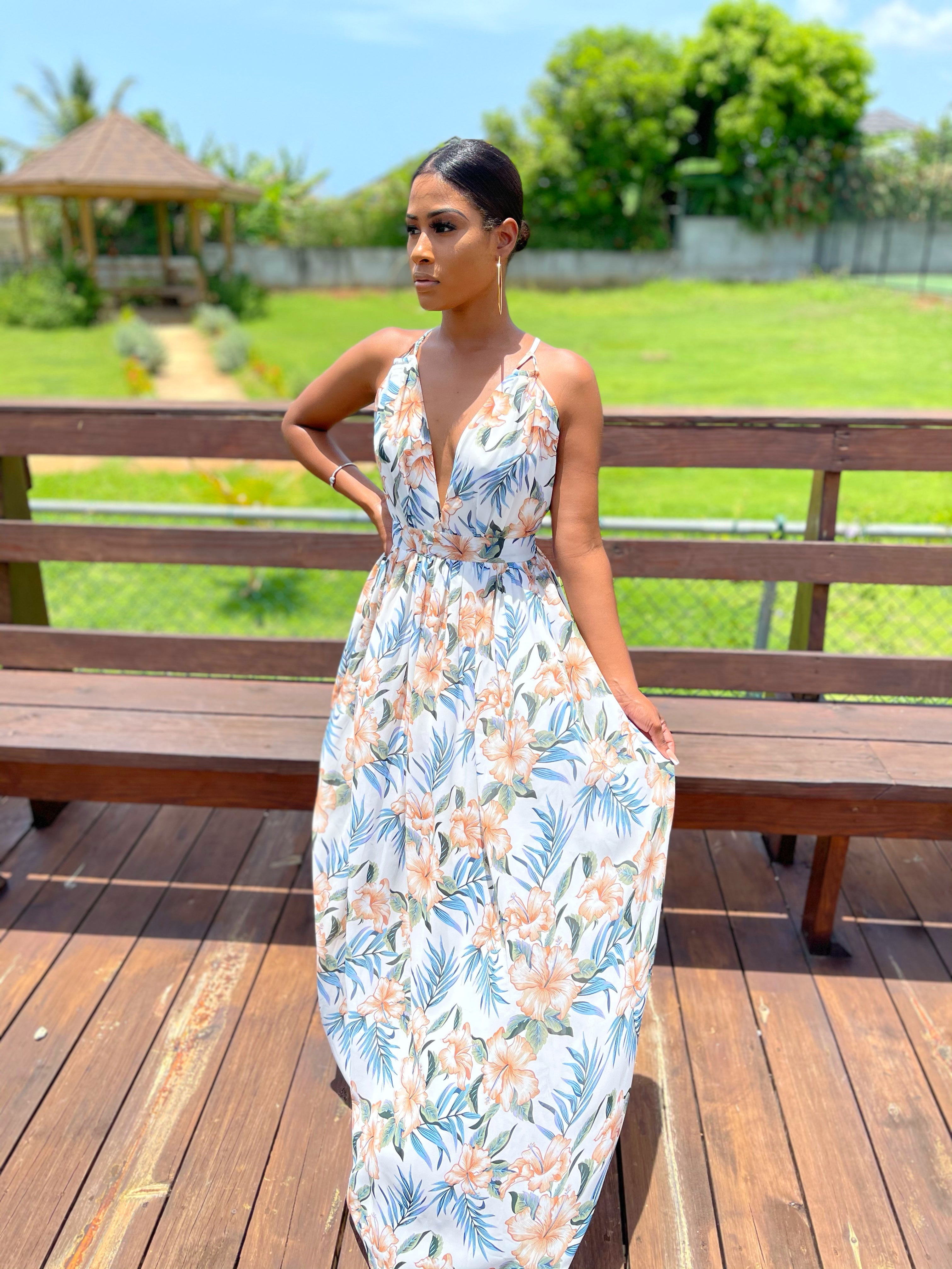 Brunch In The Tropics Maxi Dress-Ivory ...